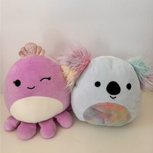 Squishmellows Cute Plush Octopus and Koala Set
